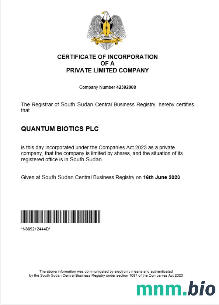 Sudan Południowy Business registration vcertyfikat Word i szablon PDF